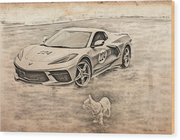 Dads C8 Vette - Classic Wood Print