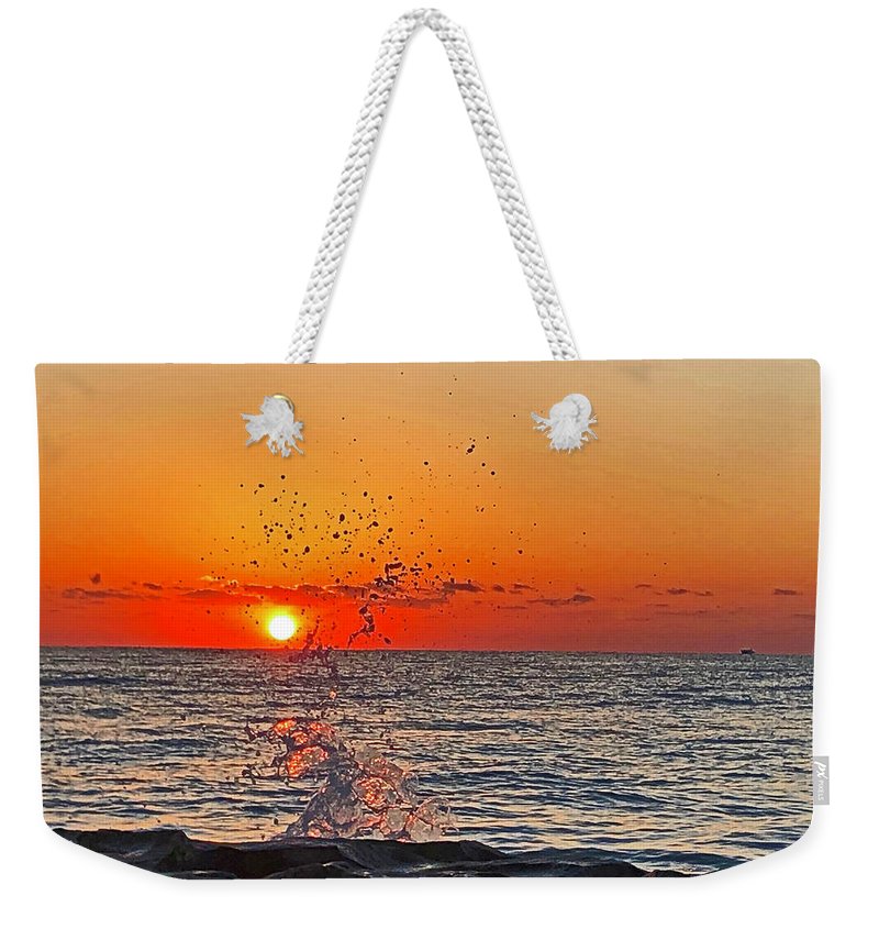 Droplets of a Wave Dancing Sunrise - Weekender Tote Bag