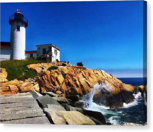 Waves Crashing on Eastern Point Lighthouse  - Classic Canvas Print