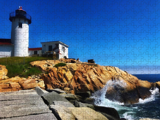 Waves Crashing on Eastern Point Lighthouse  - Puzzle