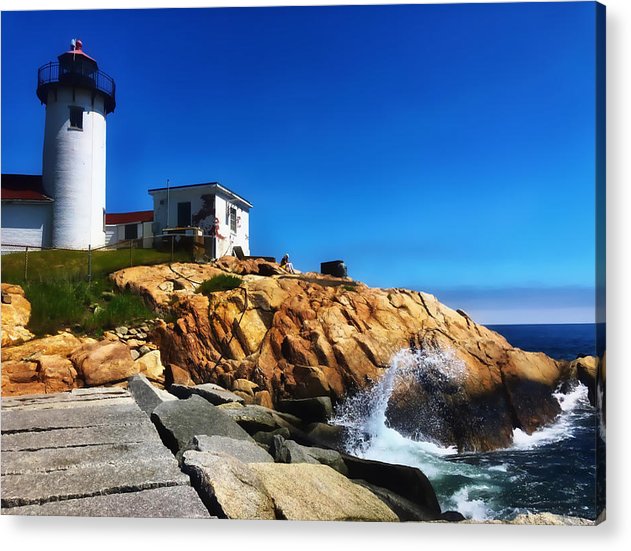 Waves Crashing on Eastern Point Lighthouse  - Classic Acrylic Print