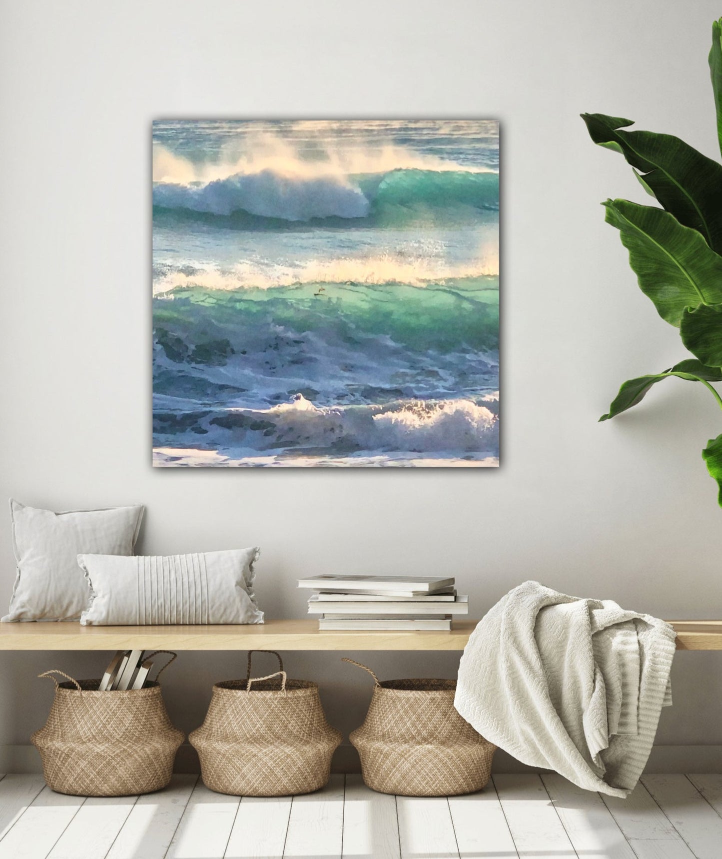 emerald fog seascape canvas print by Jacqueline mb designs 