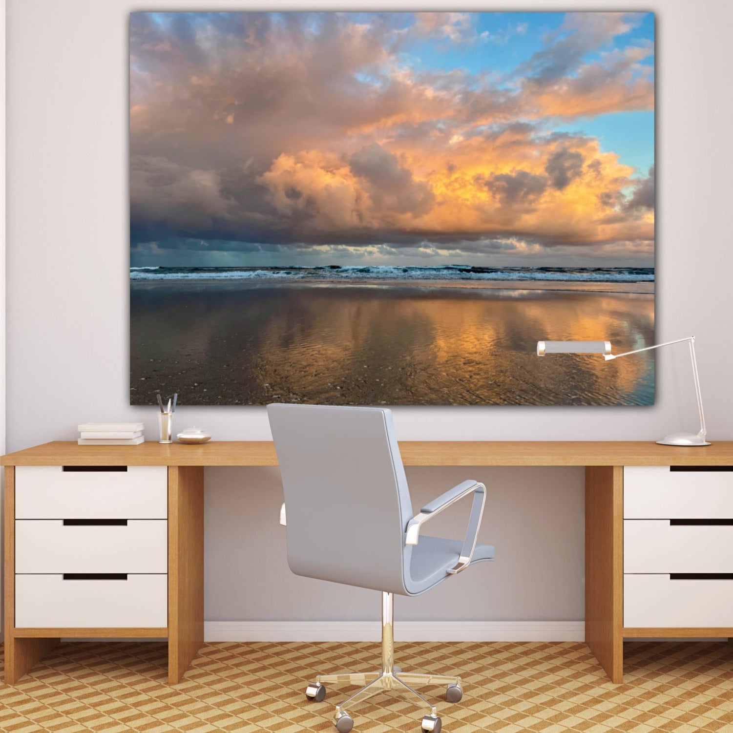 Florida beach sunset canvas print for office by Jacqueline MB Designs 