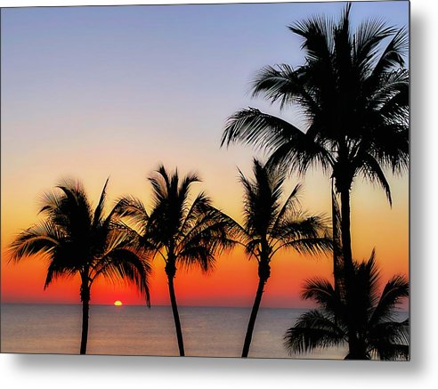 good morning tropical sunrise metal print by jacqueline mb designs 