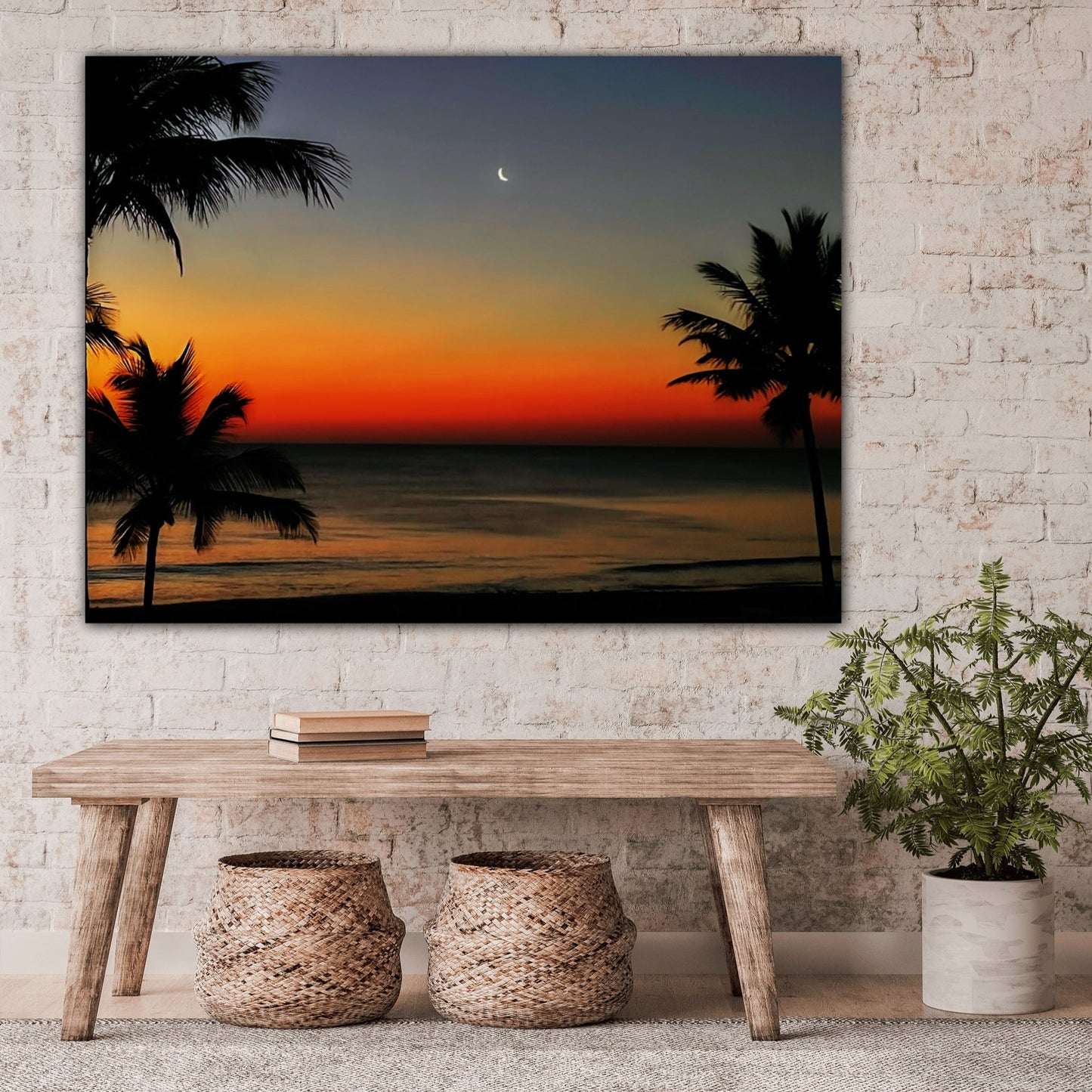 good night tropical moon canvas print by jacqueline mb designs