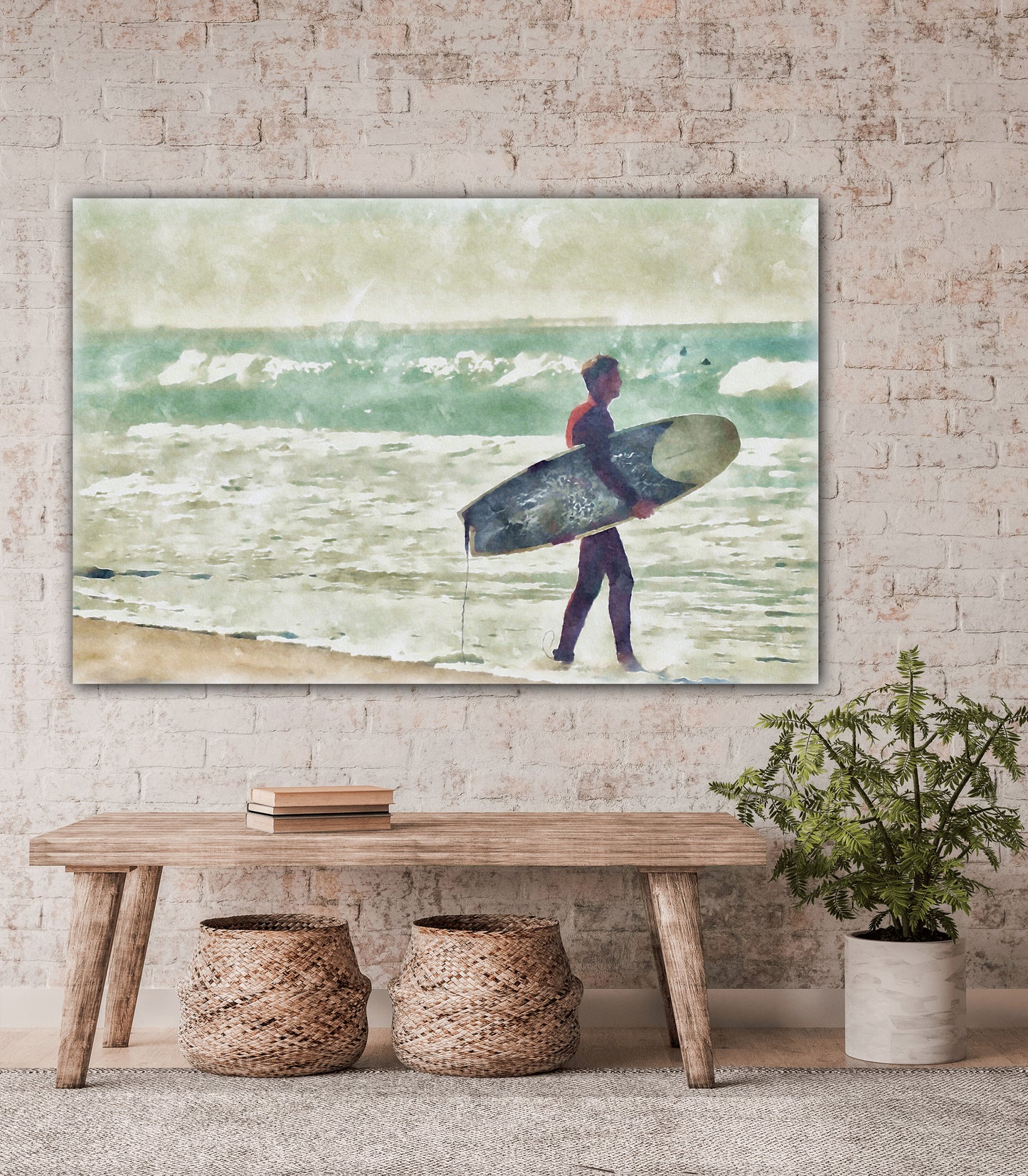 heading out to surf family room canvas print by Jacqueline MB Designs 