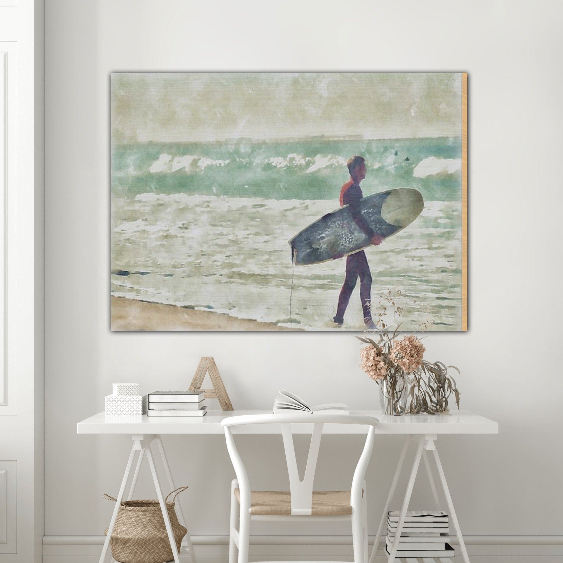 heading out to surf wood print office decor by jacqueline mb designs 