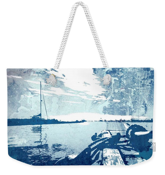 Line Holding onto Cleat waiting for Boat to Come In  - Weekender Tote Bag