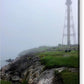 marblehead lighthouse in fog acrylic print with posts  by jacqueline mb designs 
