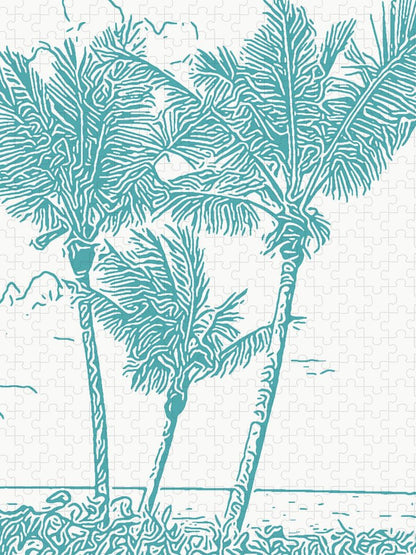 Palms Swaying in the Breeze blue - Puzzle