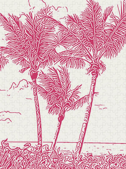 Palms Swaying in the Breeze Pink - Puzzle