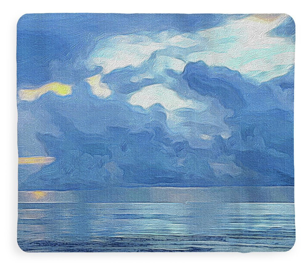 Rain Clouds over the Sea Sherpa Fleece Blanket 50" x 60"