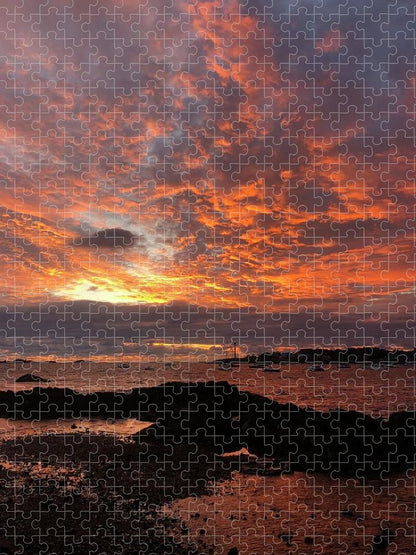Red Sky Sunrise over Marblehead - Puzzle