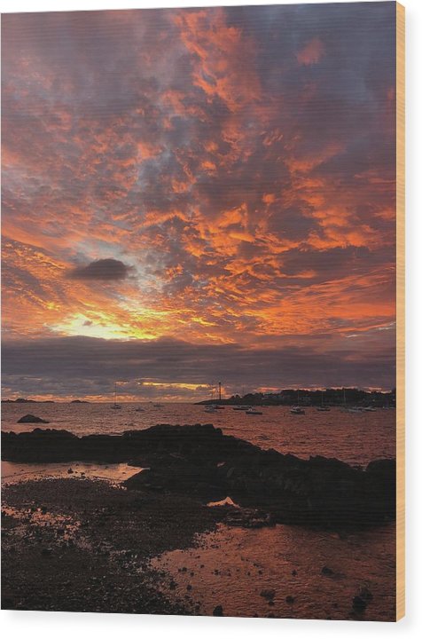 Red Sky Sunrise over Marblehead - Classic Wood Print