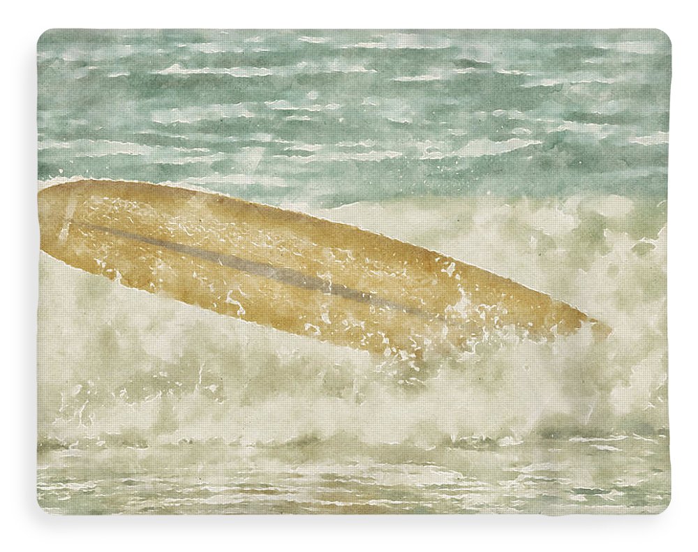 runaway surfboard sherpa fleece blanket by jacqueline mb designs 