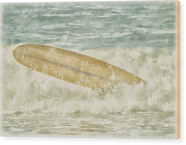 runaway surfboard wood print by jacqueline mb designs