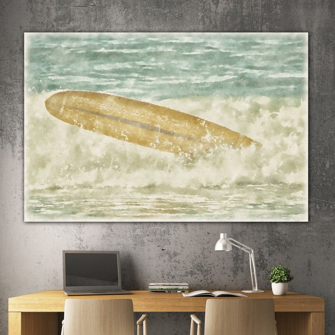 runaway surfboard home office canvas decor by Jacqueline MB Designs