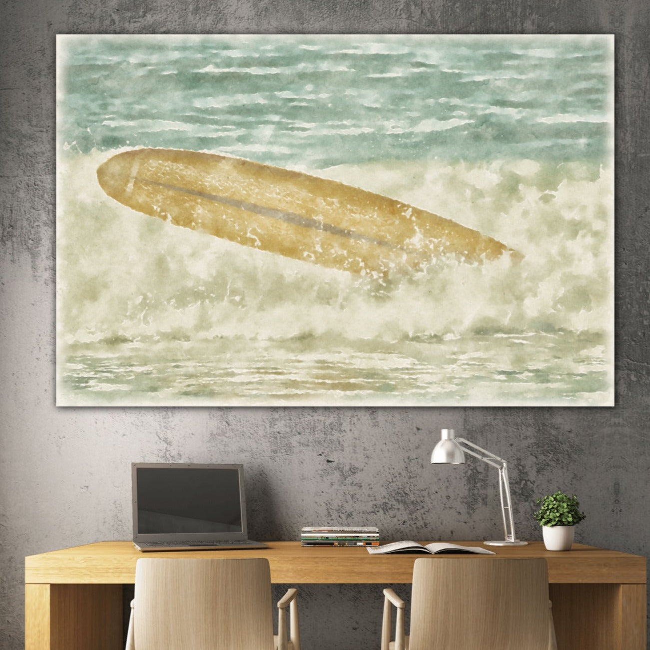 runaway surfboard acrylic print home office decor by jacqueline mb designs 