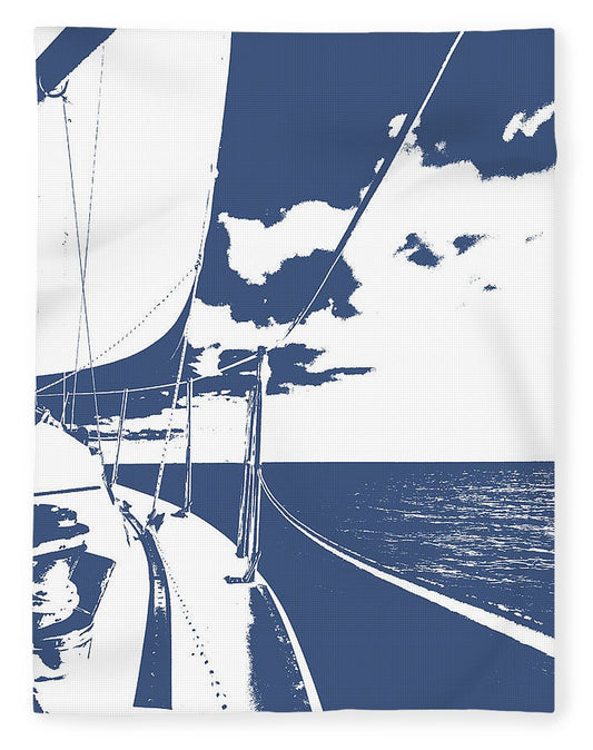 Sailing in the Blue Plush Fleece Blanket 60" x 80"