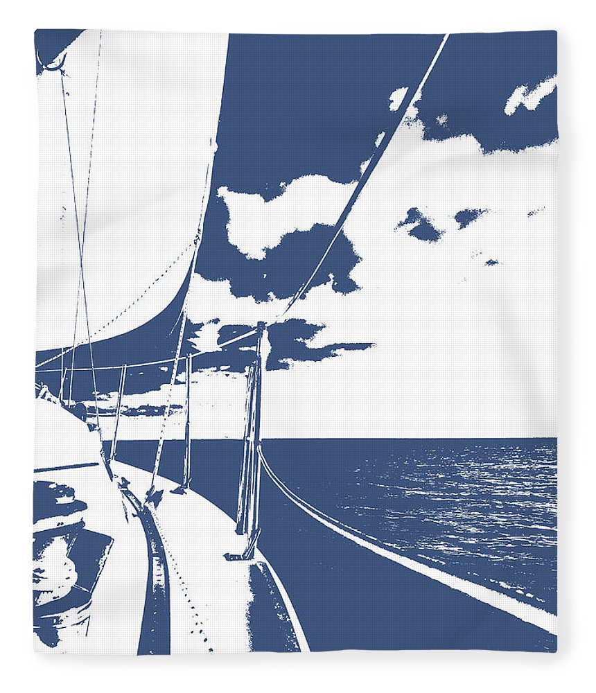 Sailing in the Blue Plush Fleece Blanket 50" x 60"