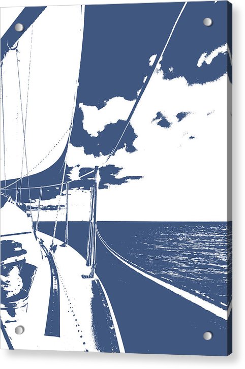 sailing in the blue acrylic print with posts  by jacqueline mb designs 