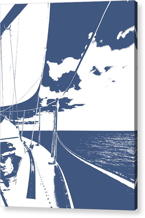 sailing in the blue acrylic print by jacqueline mb designs 