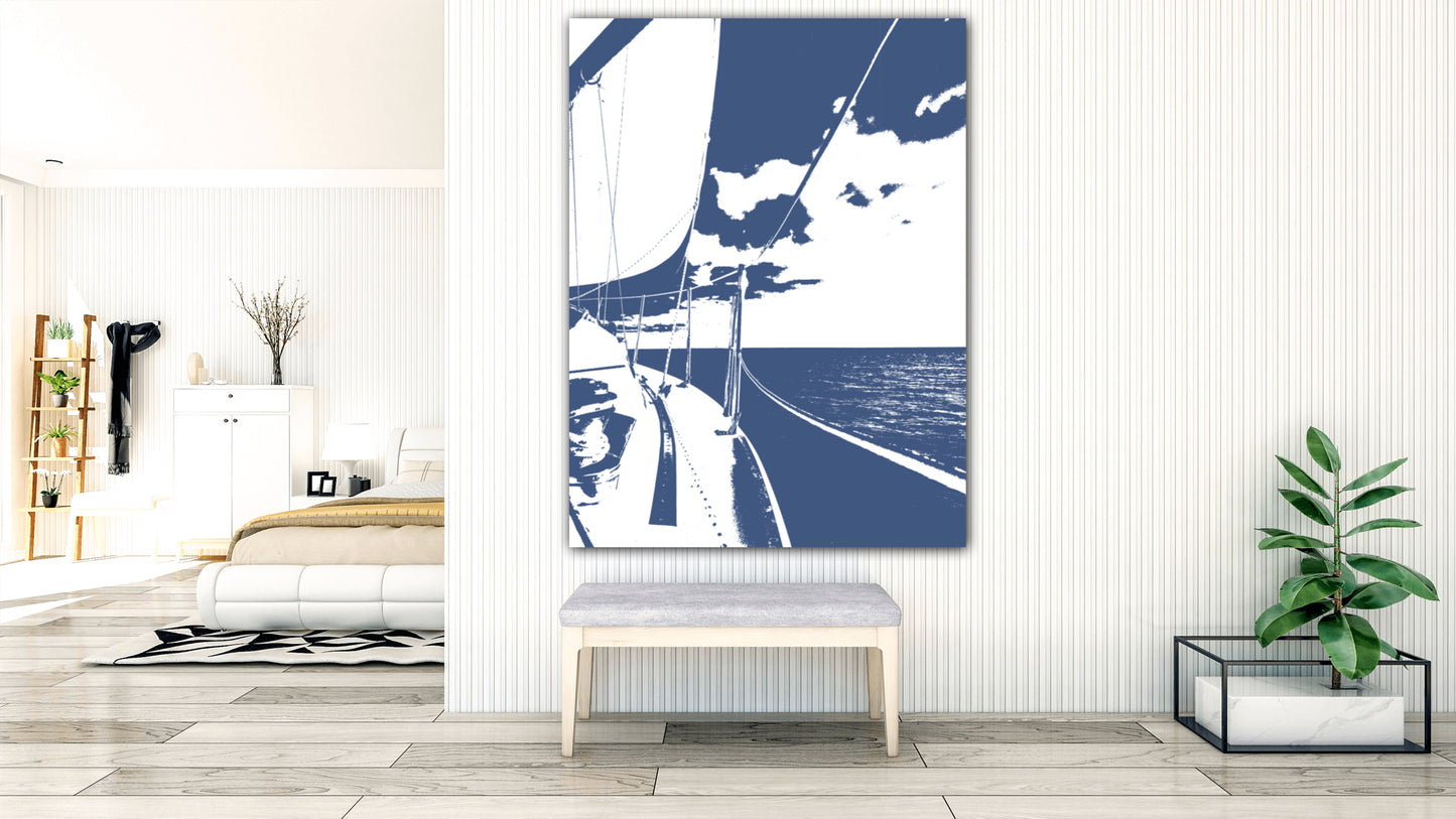 sailing in the blue acrylic print home decor by jacqueline mb designs 