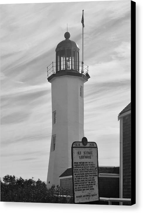 Scituate Lighthouse Black and White  - Canvas Print