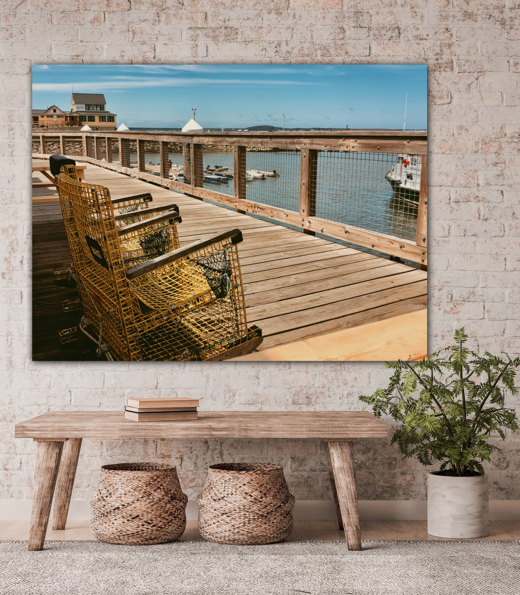 sitting of dock of plymouth bay home decor canvas by jacqueline mb designs 
