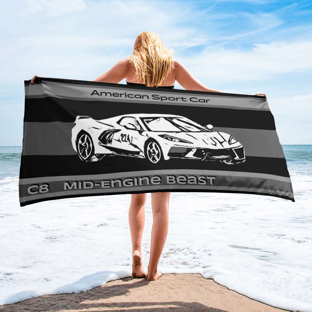 American Sport Car C8 Mid-Ship Beast - Beach Towel