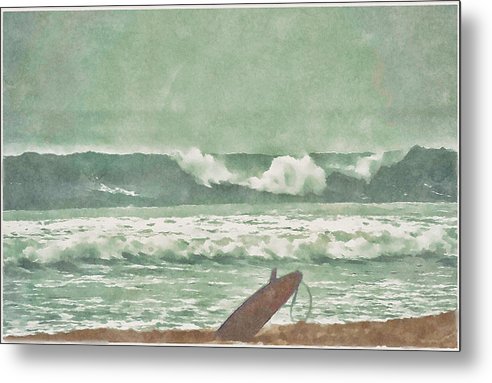 surfboard timeout metal print by jacqueline mb designs 