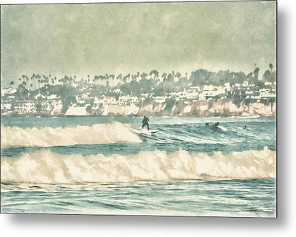 Surfing the Waves Mission Beach  - Classic Metal Print