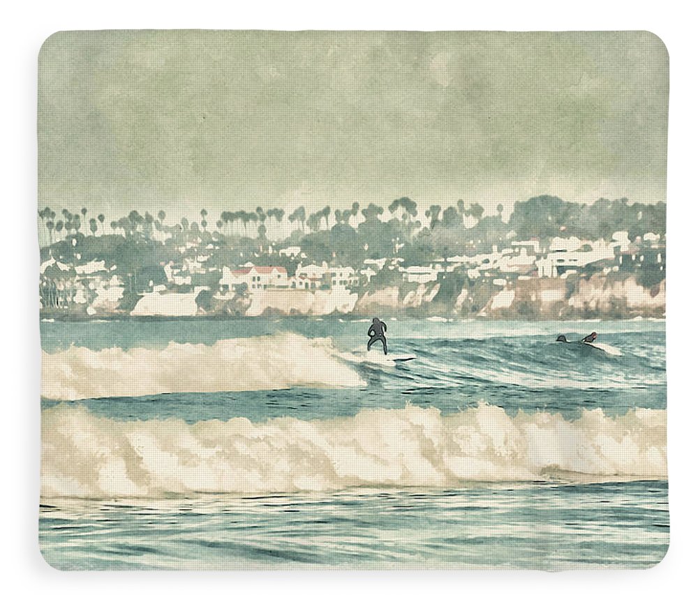 surfing the waves mission beach sherpa blanket by jacqueline mb designs 