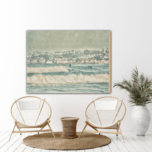 surfing the waves mission beach wood print home decor by jacqueline mb designs 