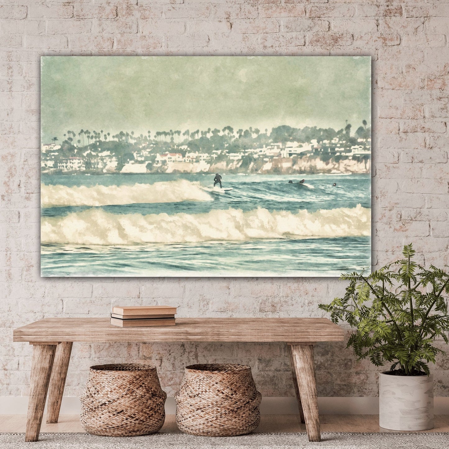 surfing the waves canvas print home decor by Jacqueline MB Designs
