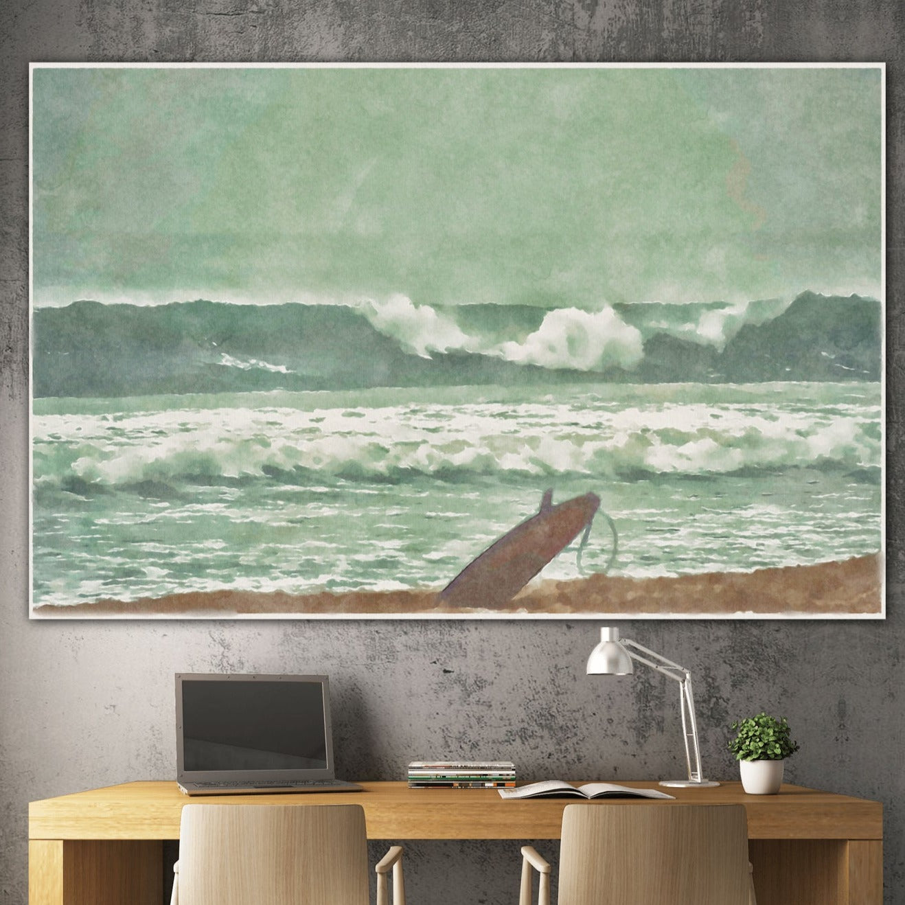 time out surfboard canvas print by Jacqueline MB Designs