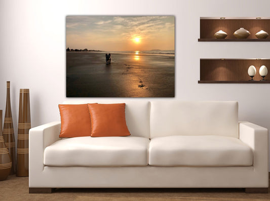 Westies Morning Walk on Beach at Sunrise  - Classic Acrylic Print