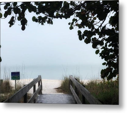 Wooden Pathway to Beach - Classic Metal Print